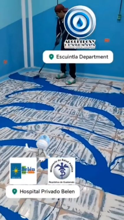 Poster de aplicación epóxica en un entorno hospitalario privado