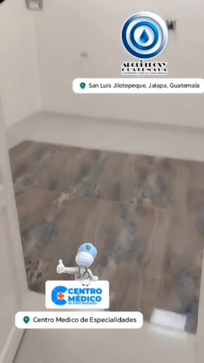 Poster de un centro médico con piso epóxico claro y brillante